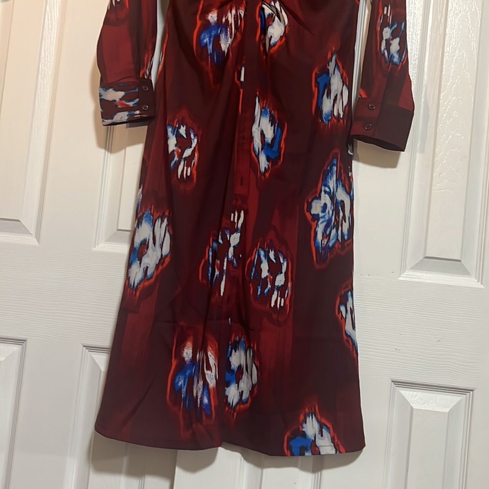 Scoop Nyc Ruched Printed Button Front Midi Dress - image 5